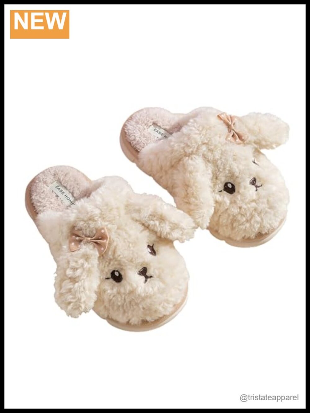 Fluffy Plush Animal Slippers PVC Sole Non-Slip Cozy Indoor Winter Slippers